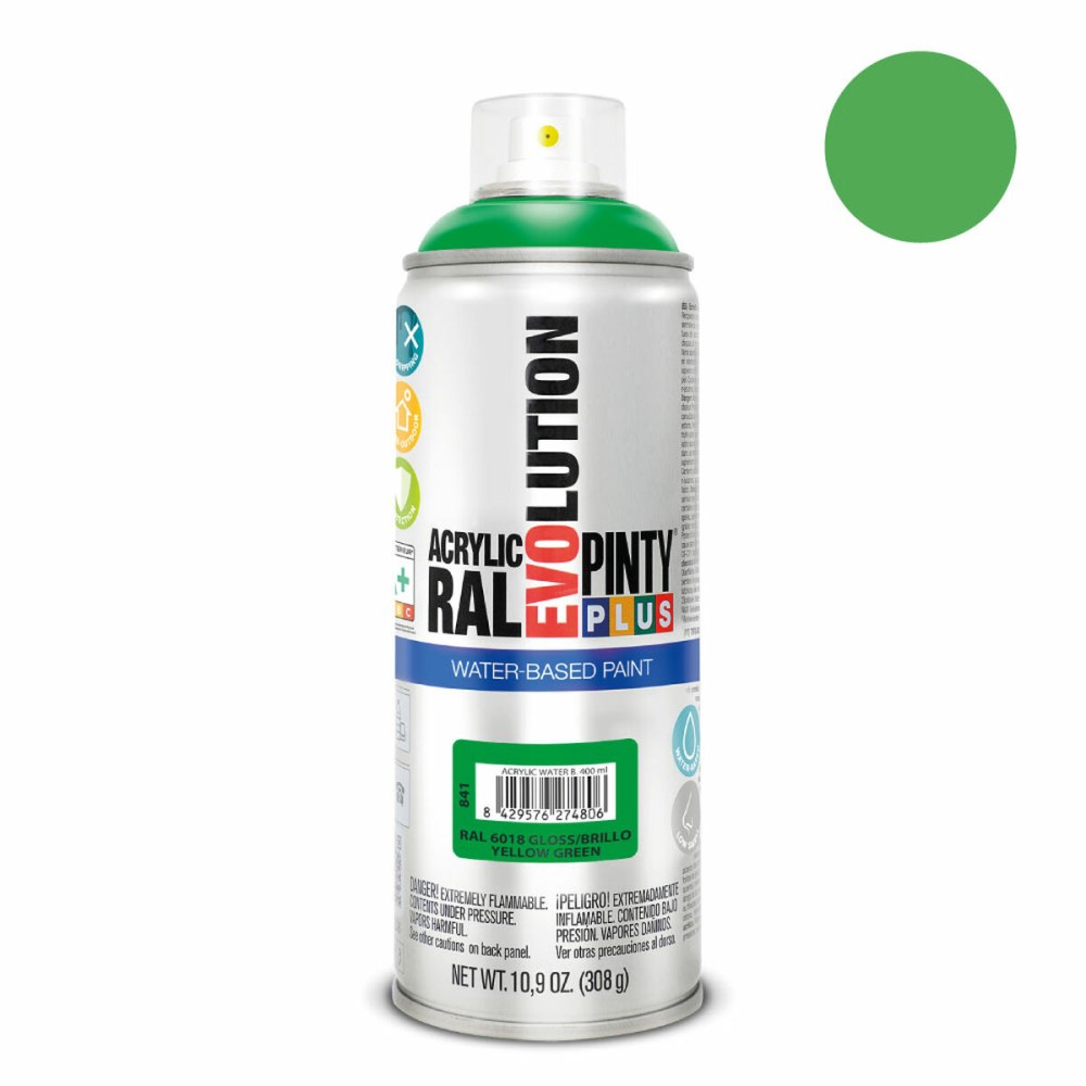 Sprühfarbe Pintyplus Evolution RAL 6018 Wasserbasis Yellow Green 400 ml