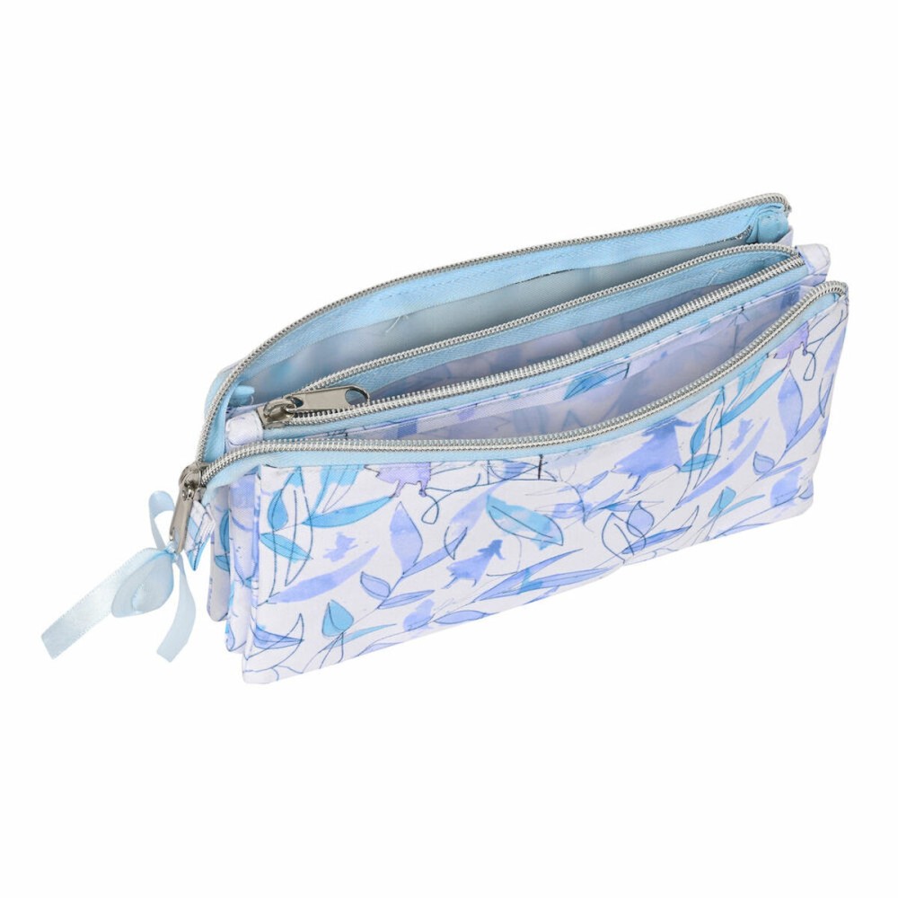 Trousse Fourre-Tout Triple Frozen Memories Bleu Blanc (22 x 12 x 3 cm)