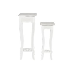 Jeu de 2 tables Home ESPRIT Blanc Bois MDF 30 x 30 x 76,5 cm