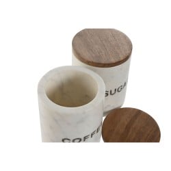 Boîte Home ESPRIT Blanc Marron Marbre Bois de manguier (2 Unités)