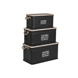 Set of Chests Home ESPRIT Metal Rope Fir wood 68 x 35,5 x 35 cm (3 Units)