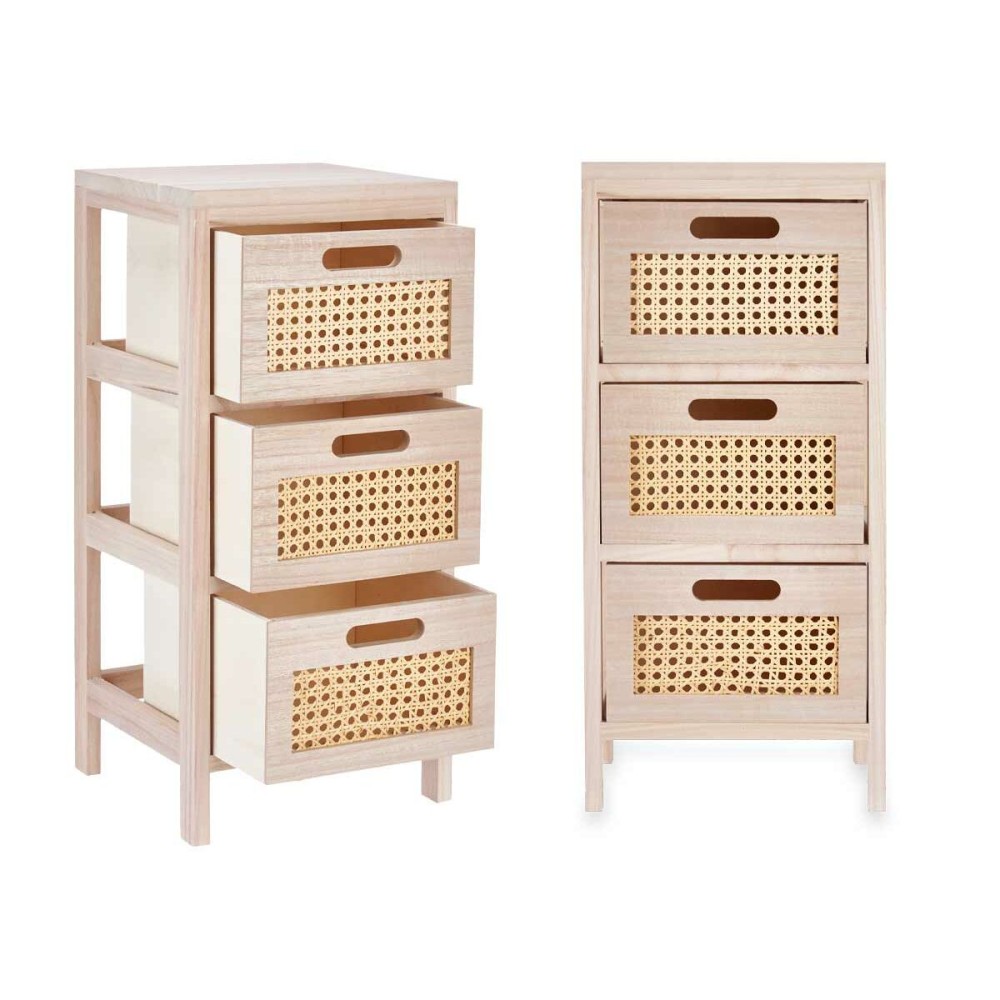 Caisson à Tiroirs GiftDecor Rattan Naturel 27 x 58 x 25 cm 3 tiroirs