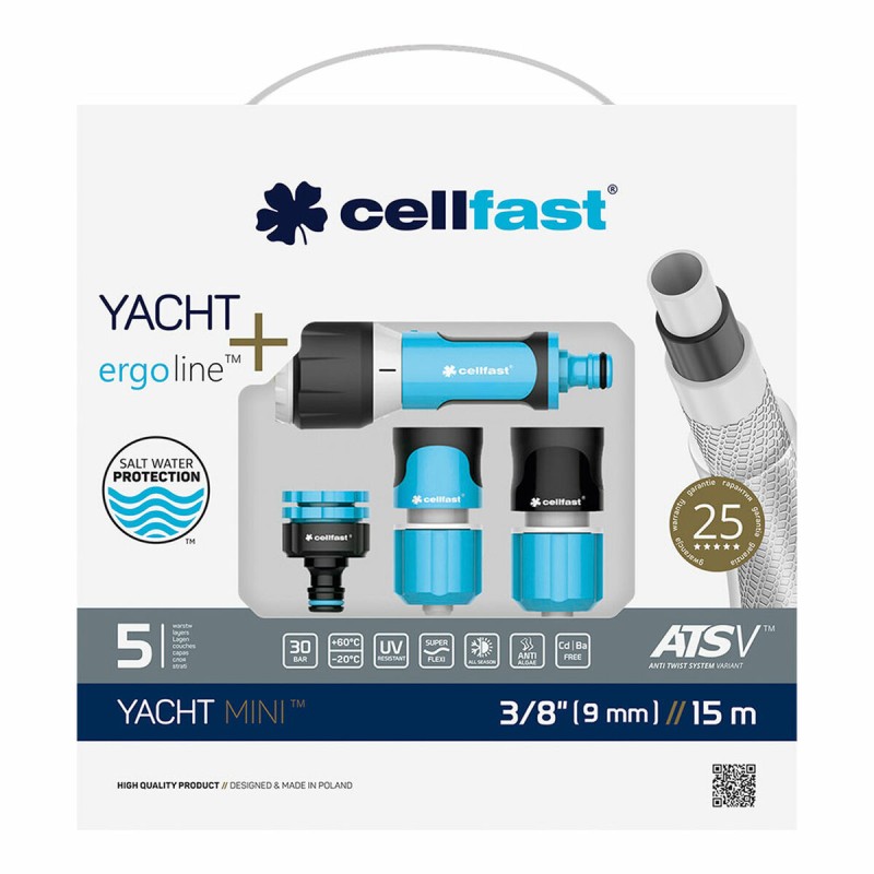 Hose with accessories kit Cellfast Yacht Mini Ats PVC 15 m Ø 9 mm