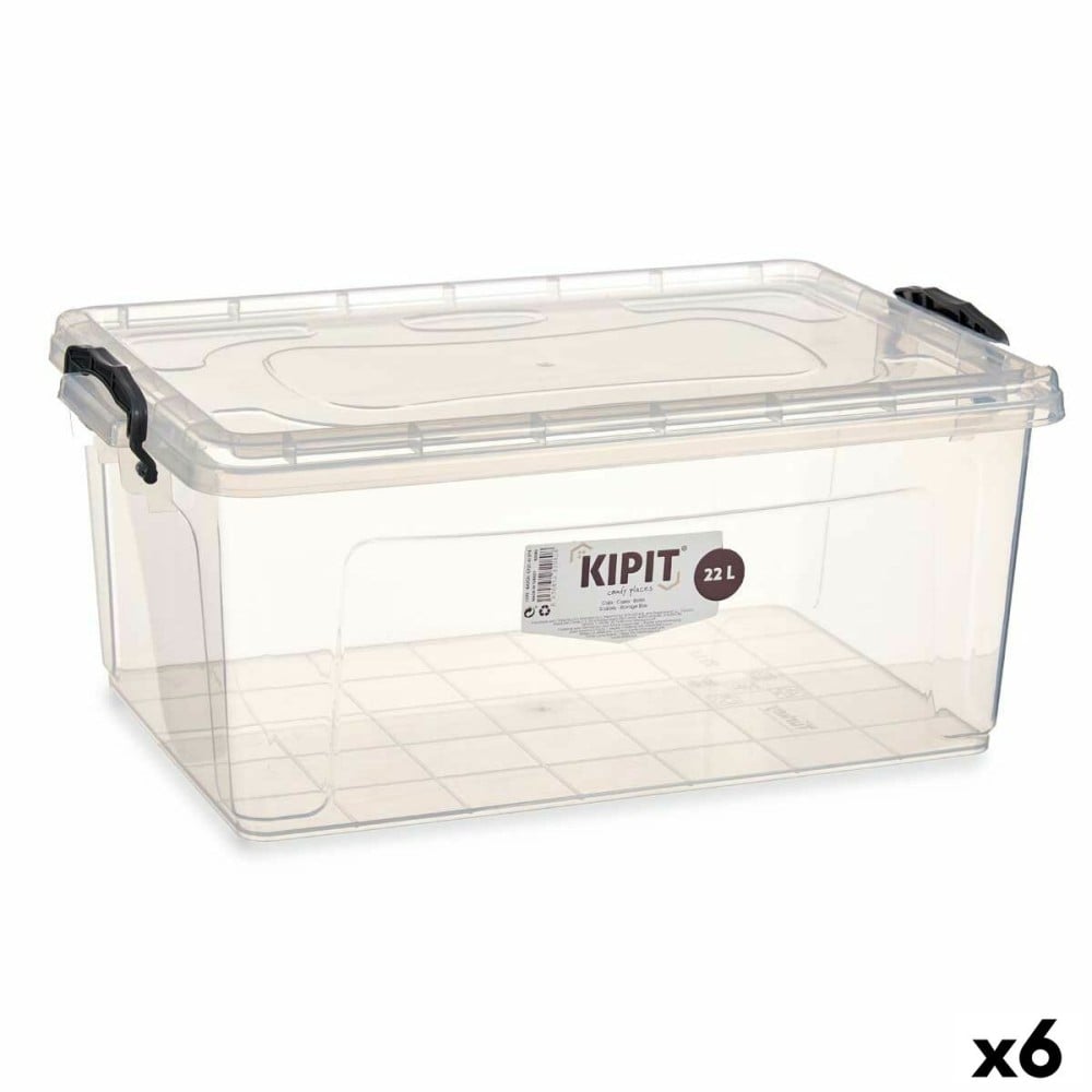 Boîte de rangement avec couvercle Transparent Plastique 22 L 32 x 20,5 x 50 cm (6 Unités)