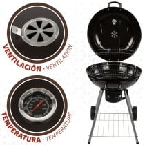 Coal Barbecue with Wheels Aktive Aluminium Enamelled Metal textilene 57 x 86 x 57 cm Black