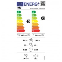 Laveuse - Sécheuse BEKO B5DFT510447W 1400 rpm 10 kg 10kg / 6kg 60 cm