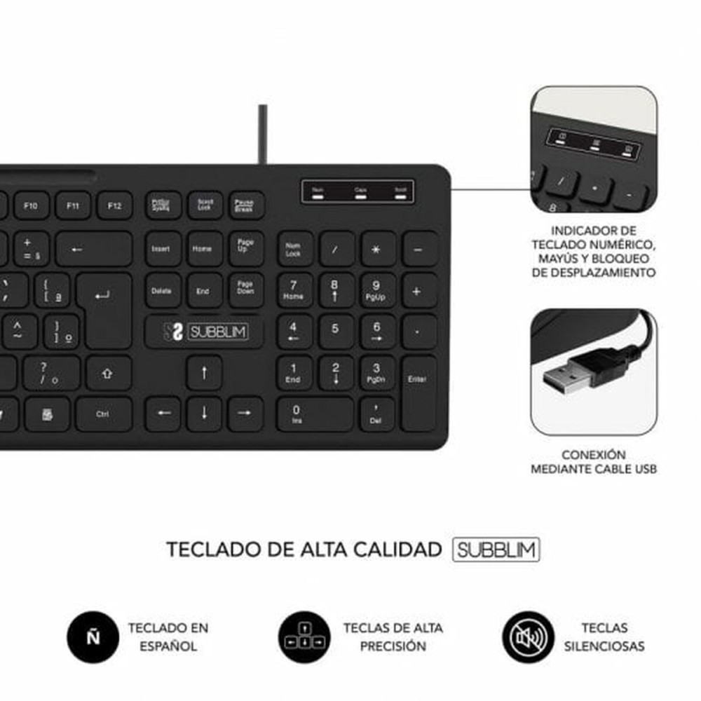 Numerische Tastatur Subblim Schwarz