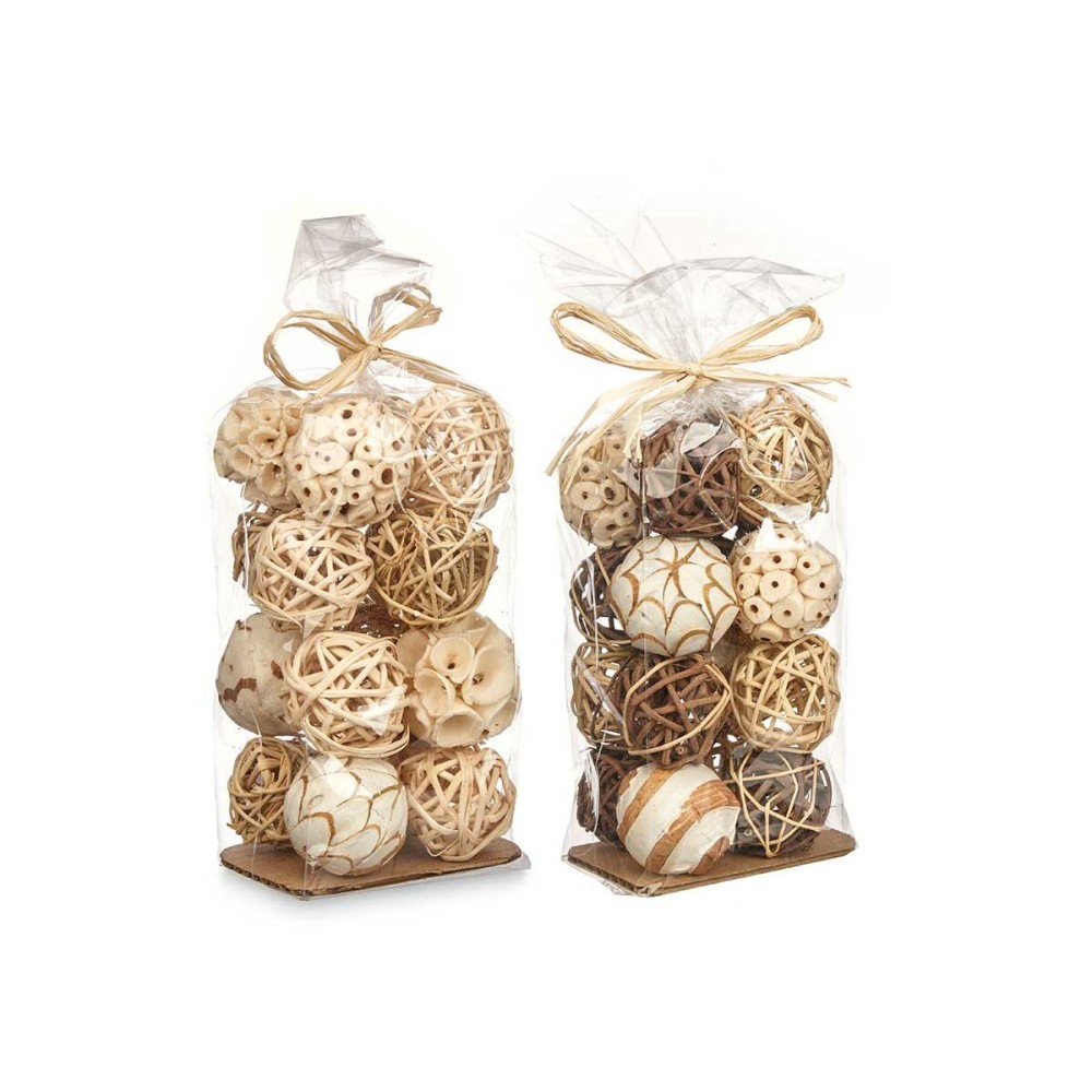 Set of Decorative Balls White Brown (12 Units)