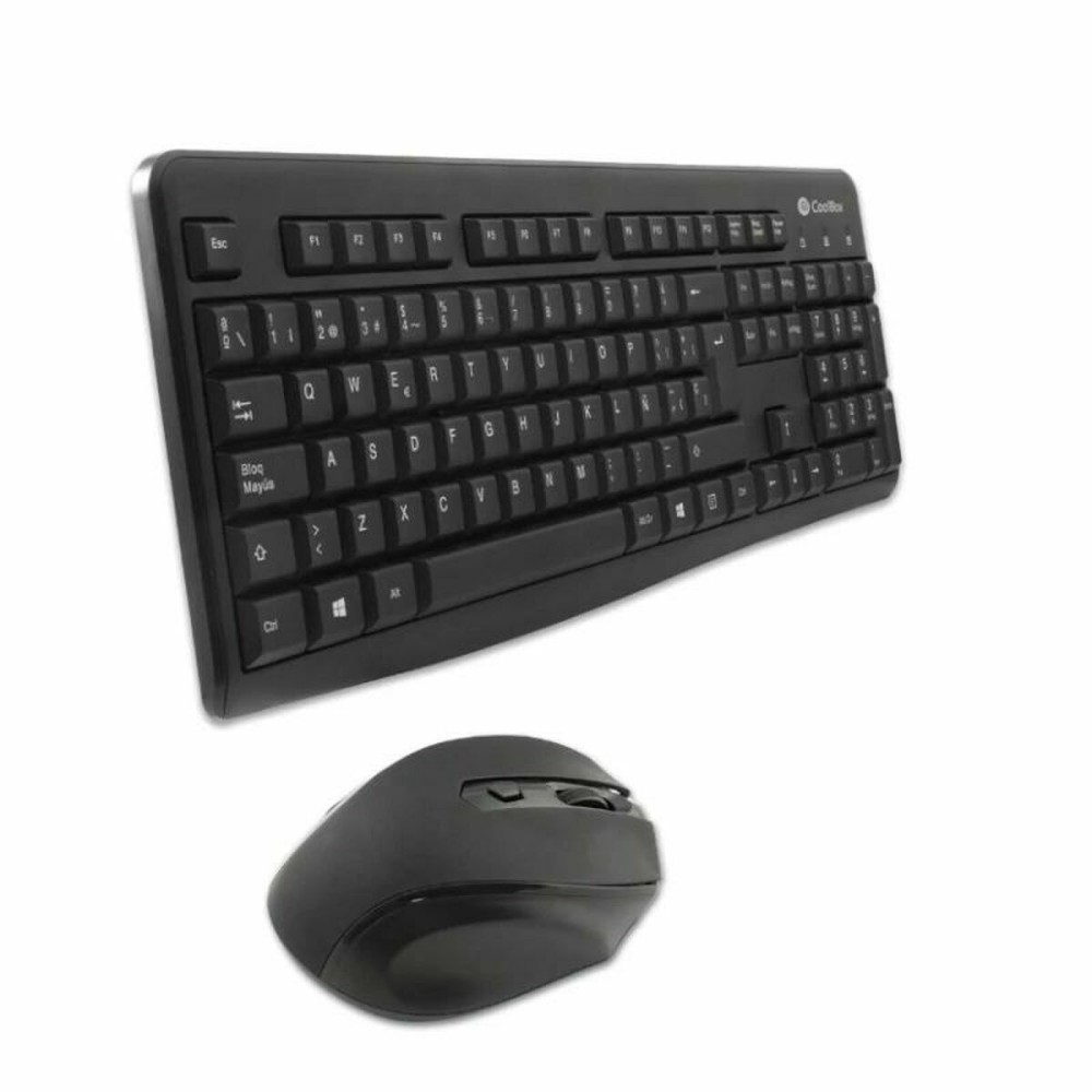 clavier et souris CoolBox COO-KTR-02W Noir Espagnol Qwerty Sans fil