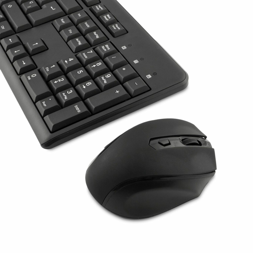 Keyboard and Mouse CoolBox COO-KTR-02W Black Spanish Qwerty Wireless