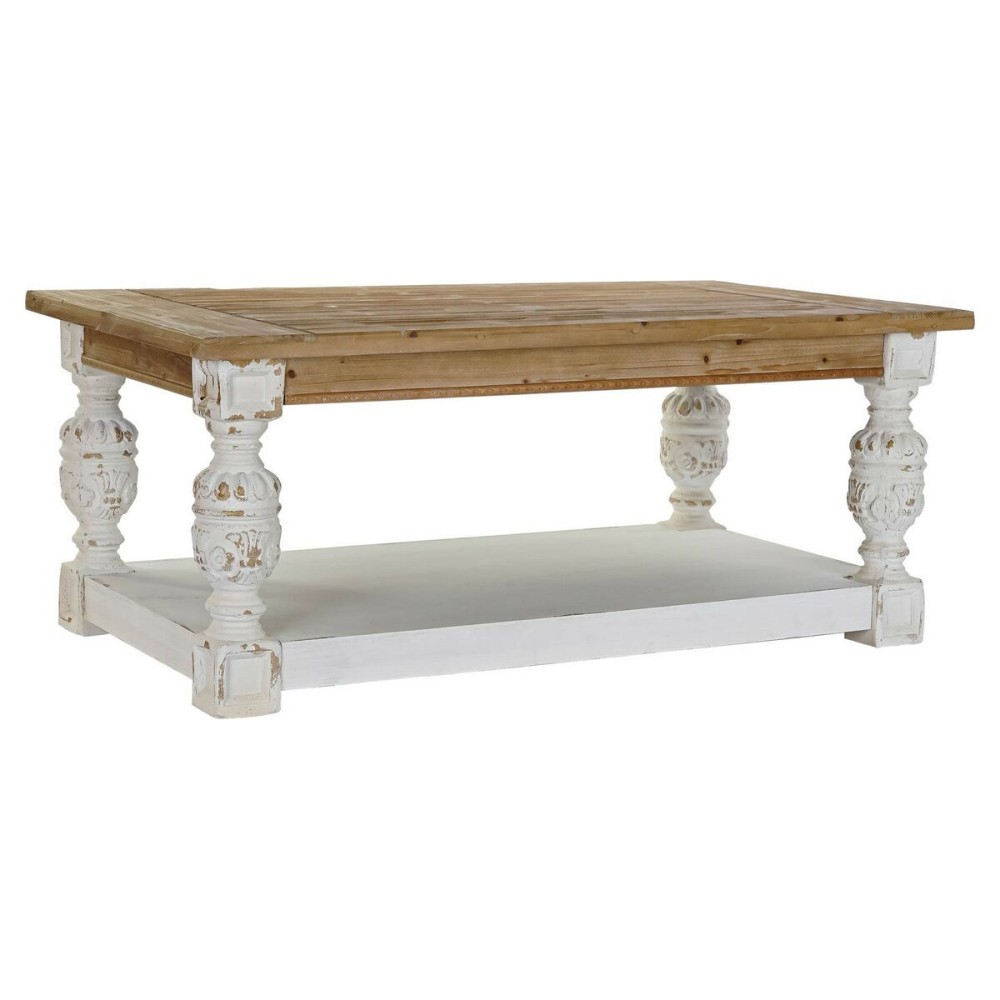 Table d'appoint DKD Home Decor Sapin Aluminium Blanc Marron Clair 120 x 70 x 50 cm Bois MDF