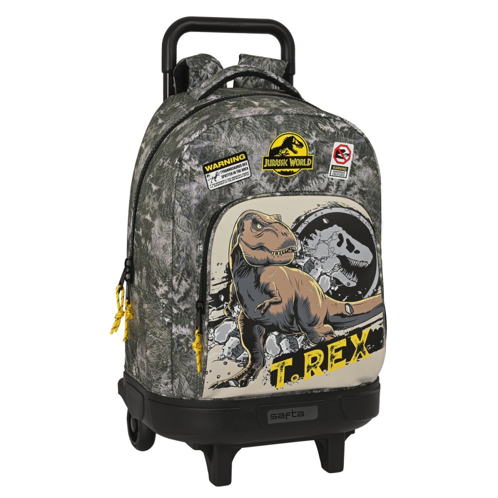 School Rucksack with Wheels Jurassic World Warning 33 X 45 X 22 cm