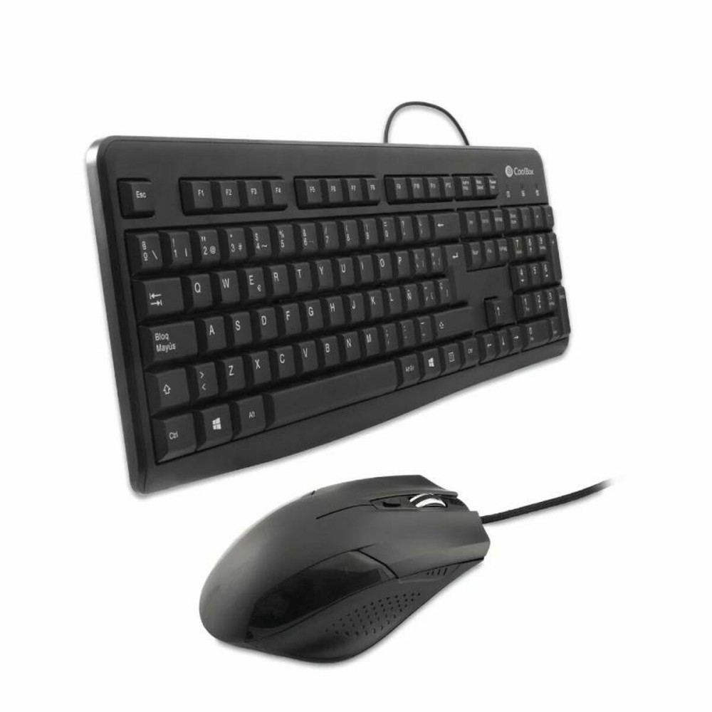 clavier et souris CoolBox COO-KTR-01U Espagnol Qwerty Noir