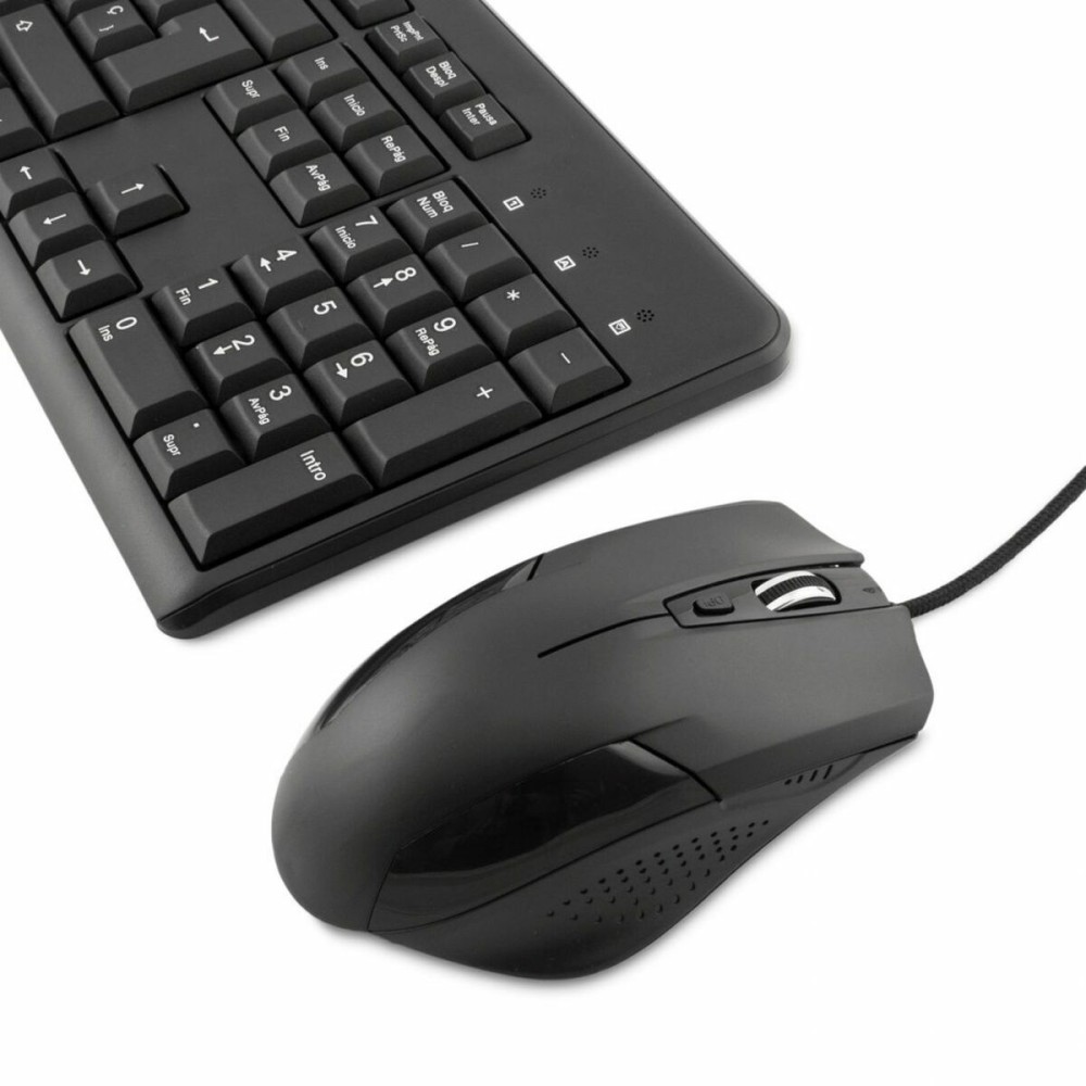 Keyboard and Mouse CoolBox COO-KTR-01U Black Spanish Qwerty QWERTY