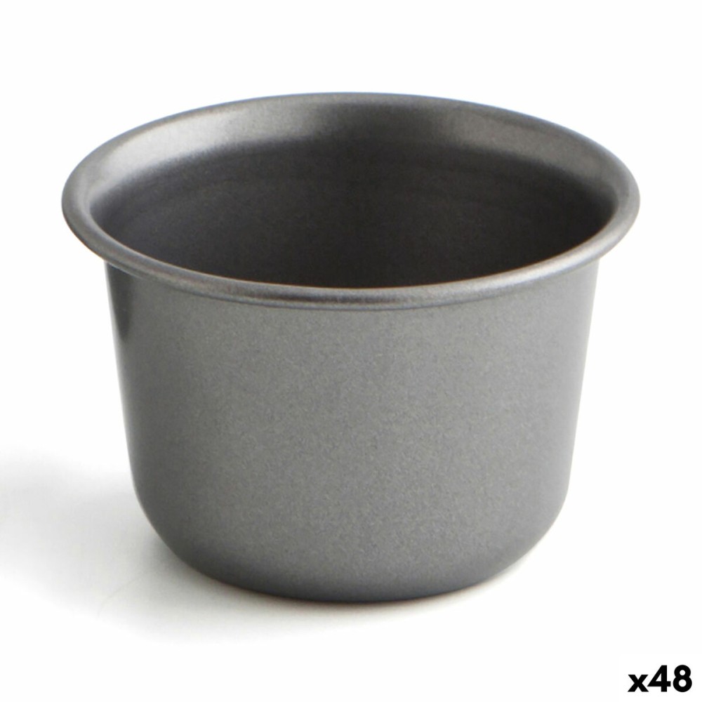 Flan Mould Quid Sweet Grey Black Metal Ø 7,5 cm (48 Units)