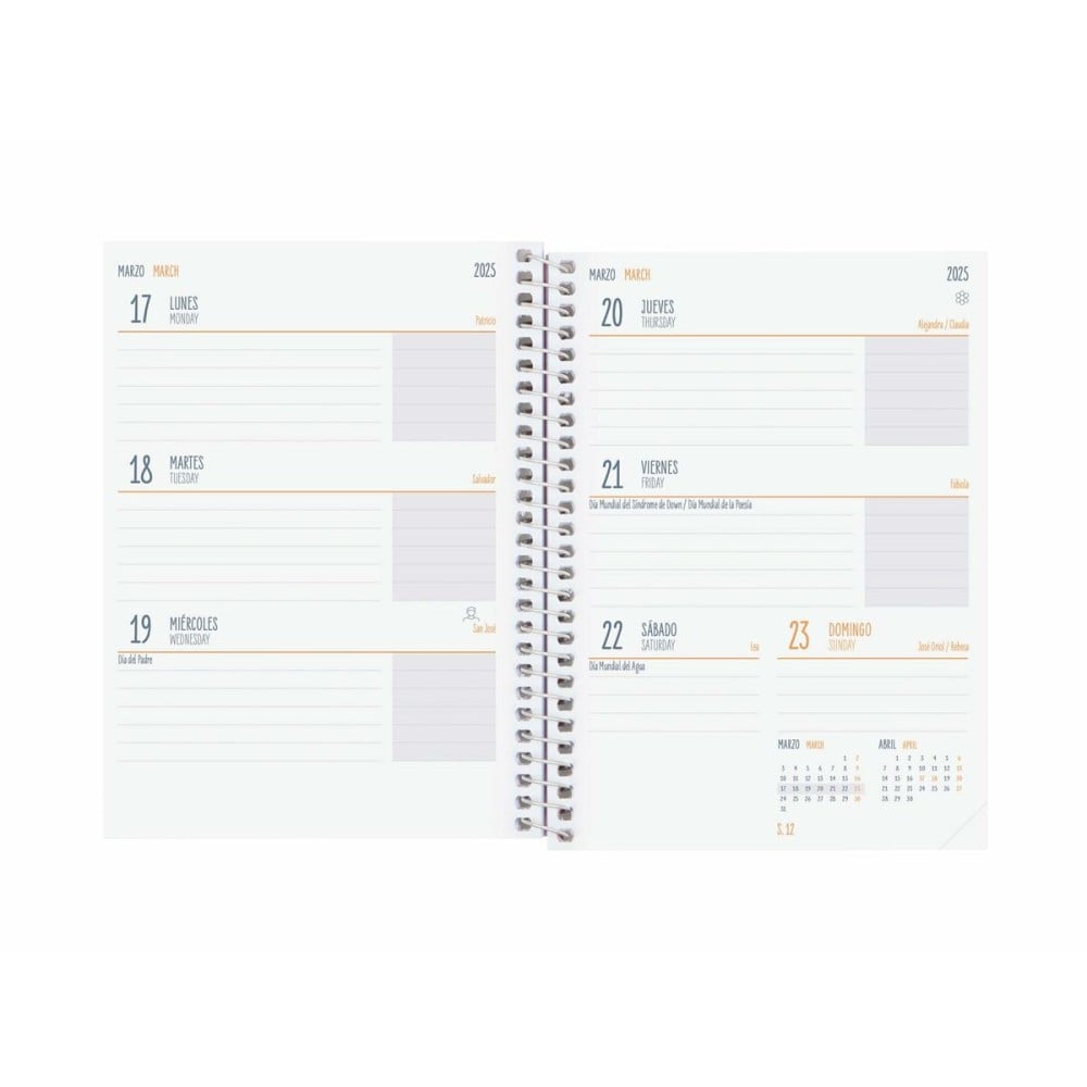 Agenda Finocam SELVA Bleu Rose 1/8 12 x 16,4 cm 2024-2025