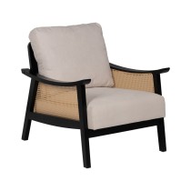 Armchair Black Beige Polyethylene Rubber wood MDF Wood Foam 100 % polyester 69,5 x 83 x 80 cm