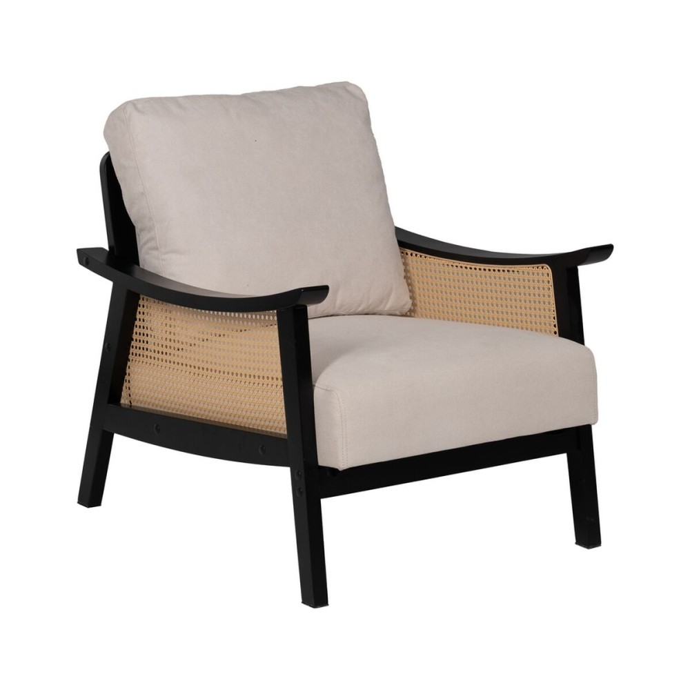 Fauteuil Noir Beige Polyéthylène Bois d'hévéa Bois MDF Foam 100 % polyester 69,5 x 83 x 80 cm