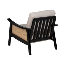 Fauteuil Noir Beige Polyéthylène Bois d'hévéa Bois MDF Foam 100 % polyester 69,5 x 83 x 80 cm