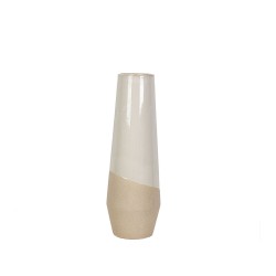 Blumenvase Romimex Weiß Beige aus Keramik 15 x 45 x 15 cm