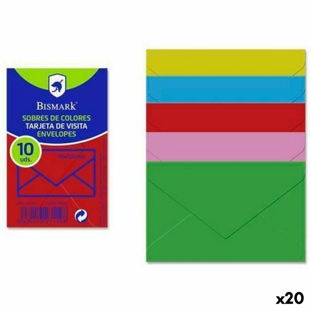 Enveloppes Bismark Papier Multicouleur 7,6 x 12 cm (20 Unités)