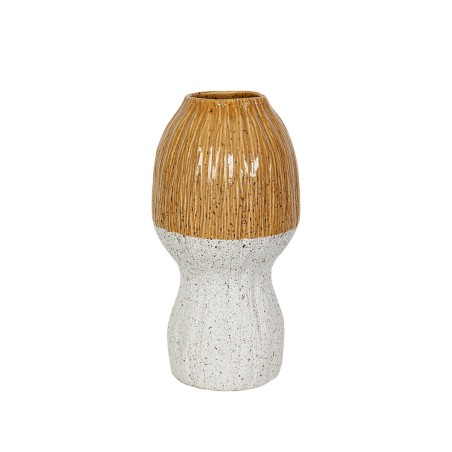 Blumenvase Romimex Gelb Weiß aus Keramik 19 x 37 x 19 cm