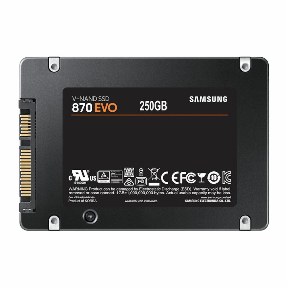 Disque dur Samsung 870 EVO 2,5" 250 GB SSD SATA Noir Interne SSD 250 GB 250 GB SSD