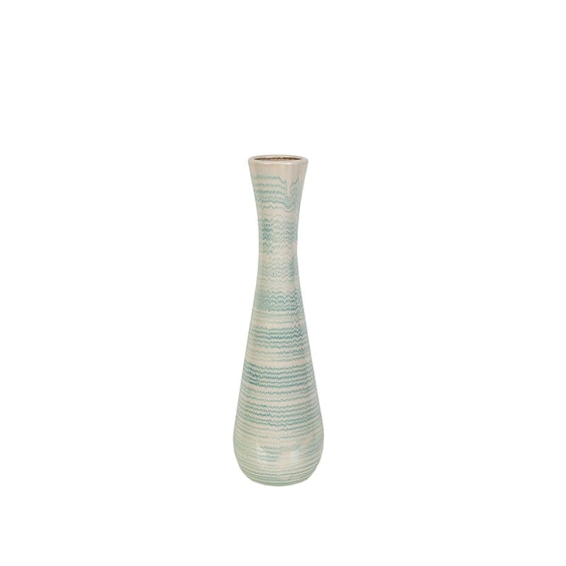 Blumenvase Romimex Blau Weiß aus Keramik 17 x 59 x 17 cm