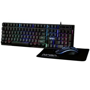 Keyboard and Mouse NASA PEGASUS3IN1 Black Spanish Qwerty