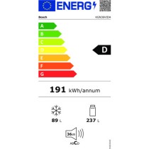 Réfrigérateur Combiné BOSCH KGN36VIDA   186 Argenté Acier (186 x 60 cm)