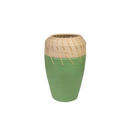 Vase Romimex Green Natural Ceramic Rattan 20 x 30 x 20 cm