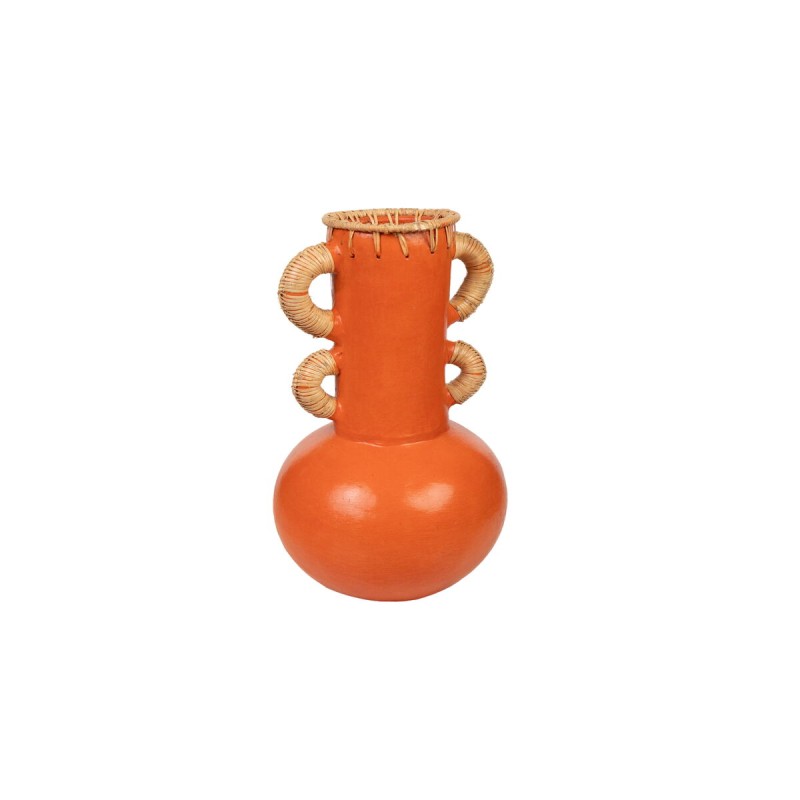 Blumenvase Romimex Orange natürlich aus Keramik Rattan 20 x 40 x 20 cm Mit Griffen