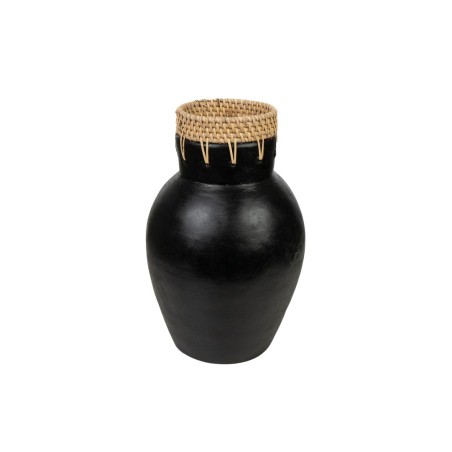 Blumenvase Romimex Schwarz natürlich aus Keramik Rattan 16 x 30 x 16 cm