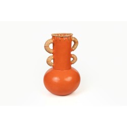 Blumenvase Romimex Orange natürlich aus Keramik Rattan 20 x 40 x 20 cm Mit Griffen