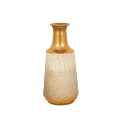 Vase Romimex White Golden Metal 17 x 37 x 17 cm