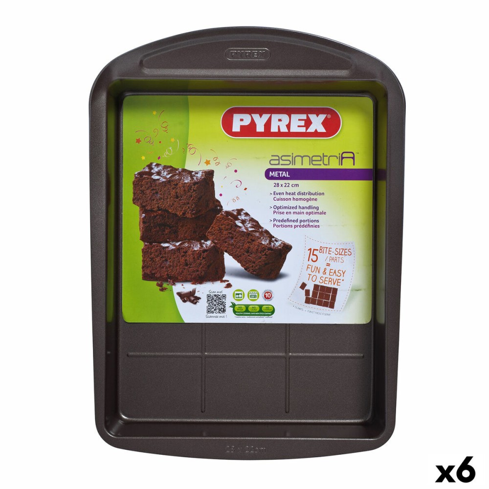 rechteckige Backform Pyrex Asimetria Schwarz Metall 28 x 22 cm rechteckig (6 Stück)