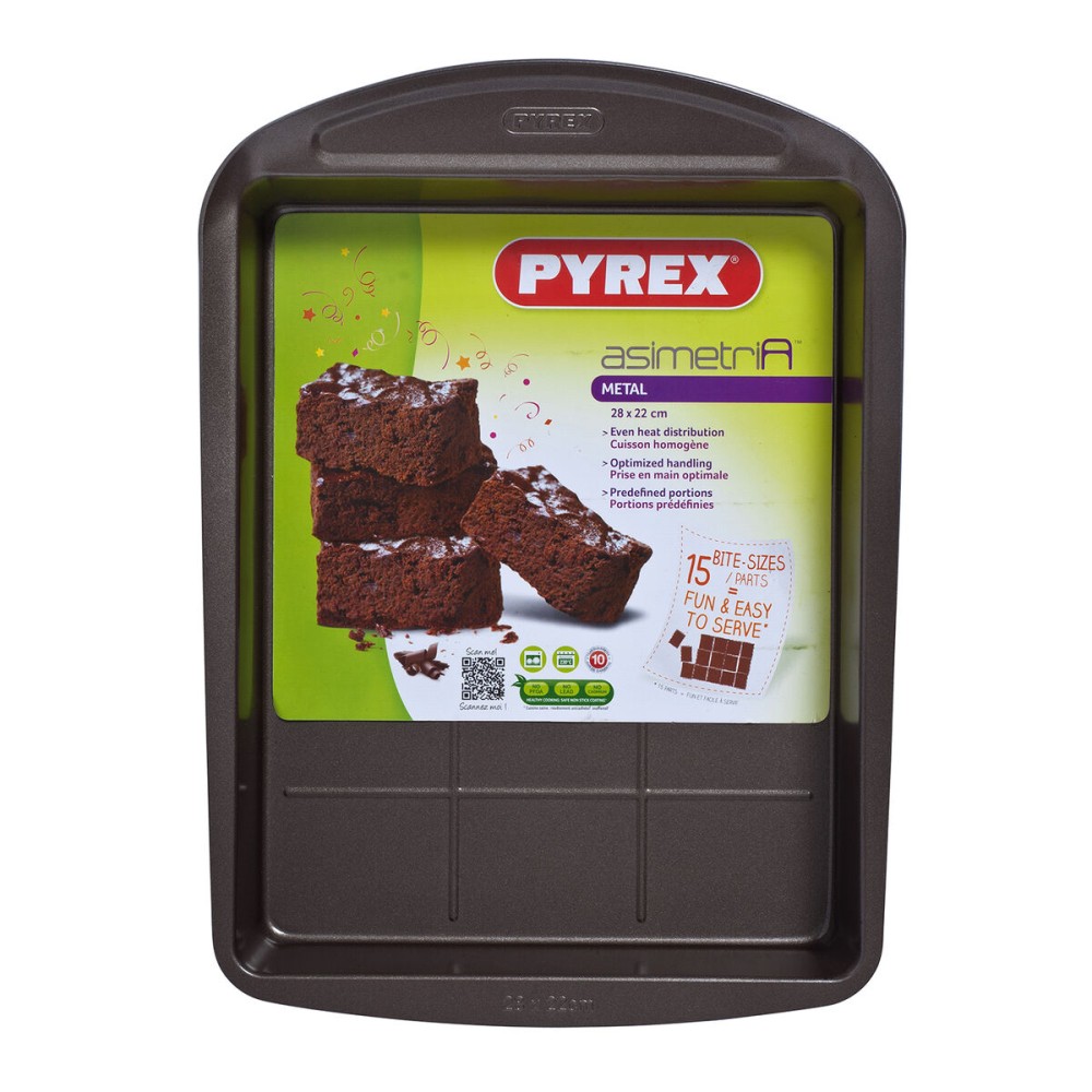 rechteckige Backform Pyrex Asimetria Schwarz Metall 28 x 22 cm rechteckig (6 Stück)