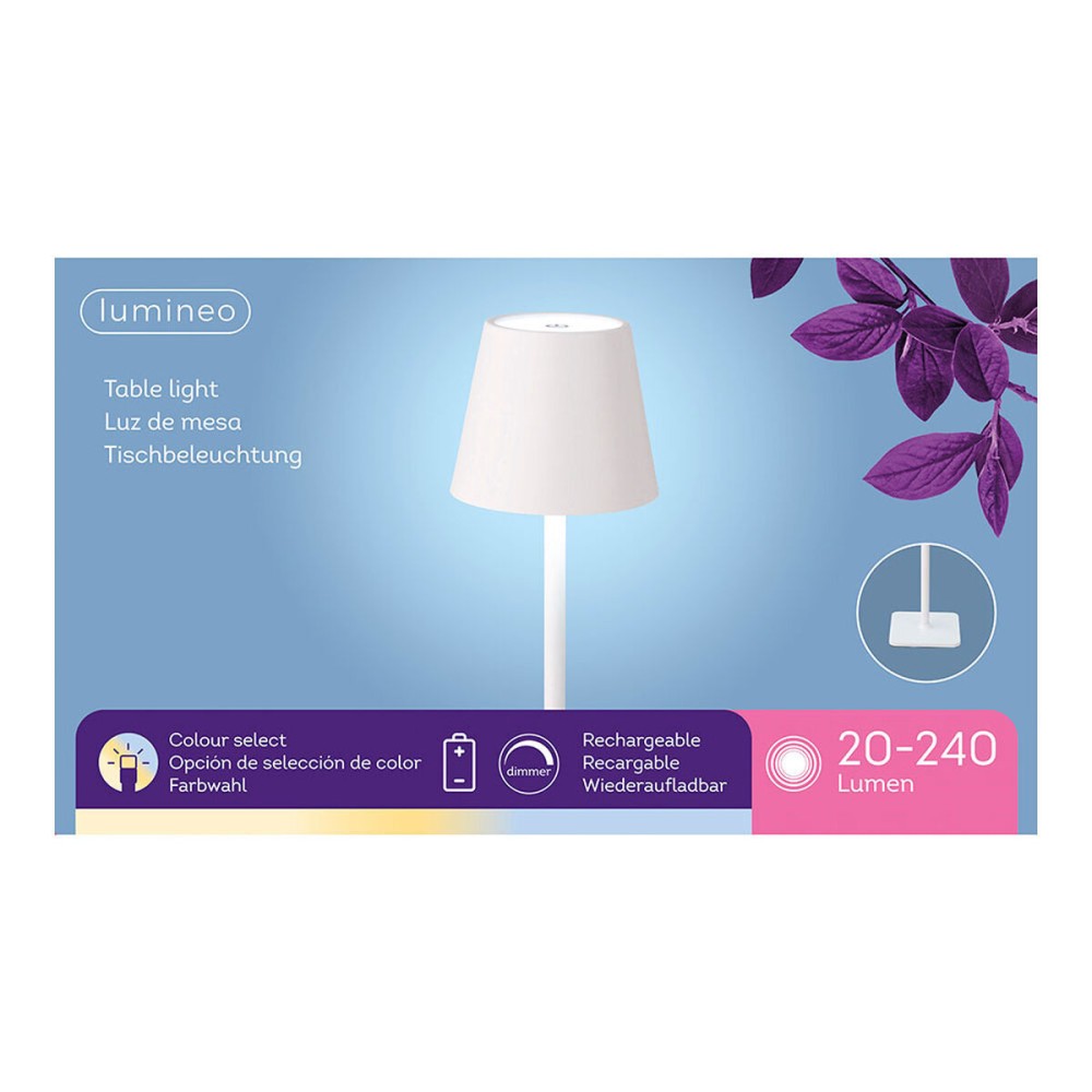 LED Table Lamp Lumineo 894378 White Metal 37 cm Rechargeable