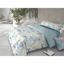 Parure de couette Pierre Cardin HOJARASCA Bleu Lit king size 4 Pièces