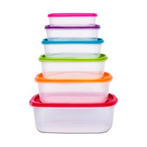 Ensemble de 6 Boîtes à Lunch 5five Simply Smart polypropylène 300 ml 225 ml 175 ml 12,5 ml 0,3 g 245 ml Multicouleur Rectangulai