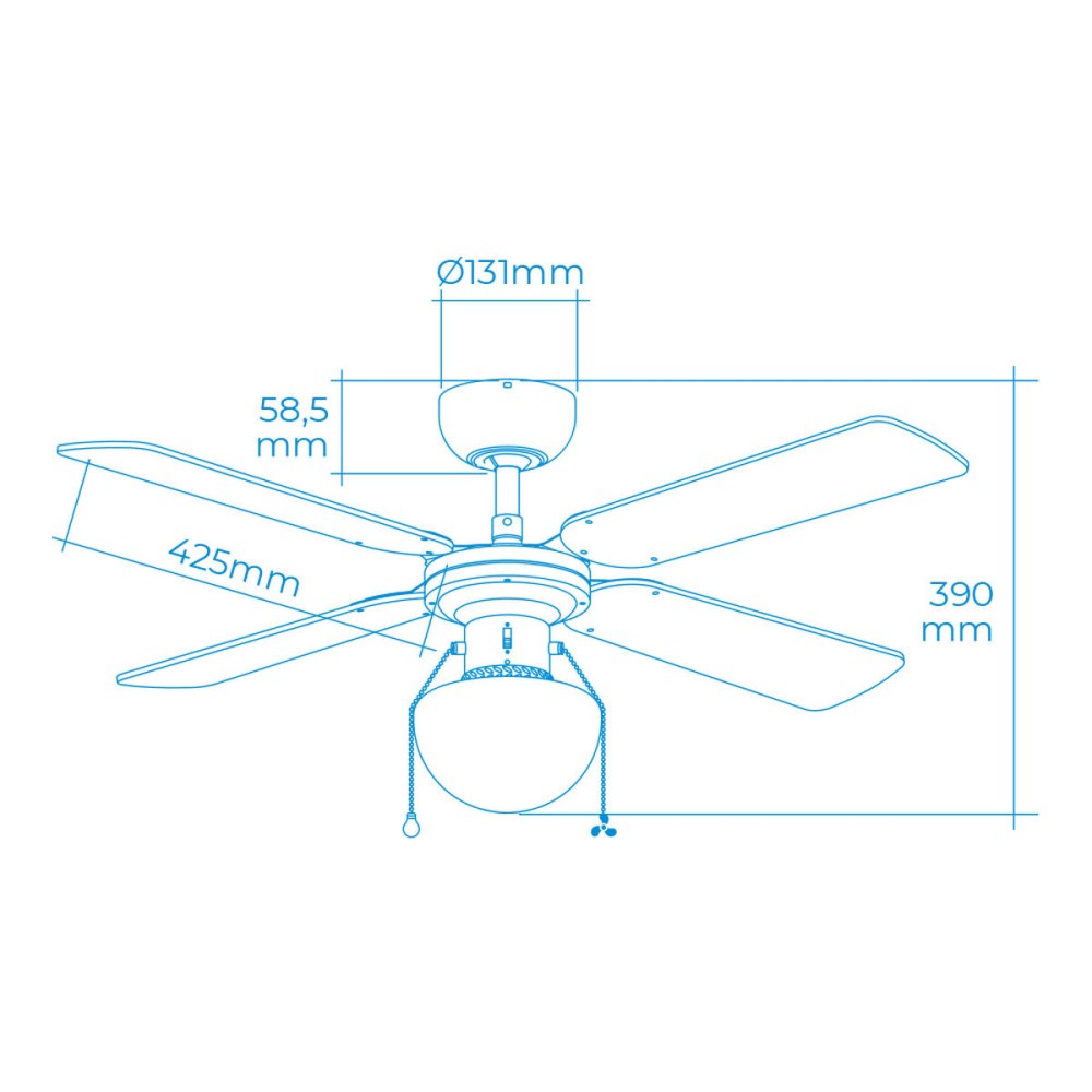 Deckenventilator mit Lampe EDM 33801 Caribe Silberfarben 50 W