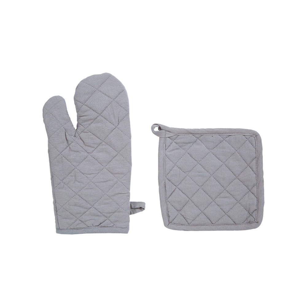 Jeu de maniques et de gants de cuisine Atmosphera Gris Coton