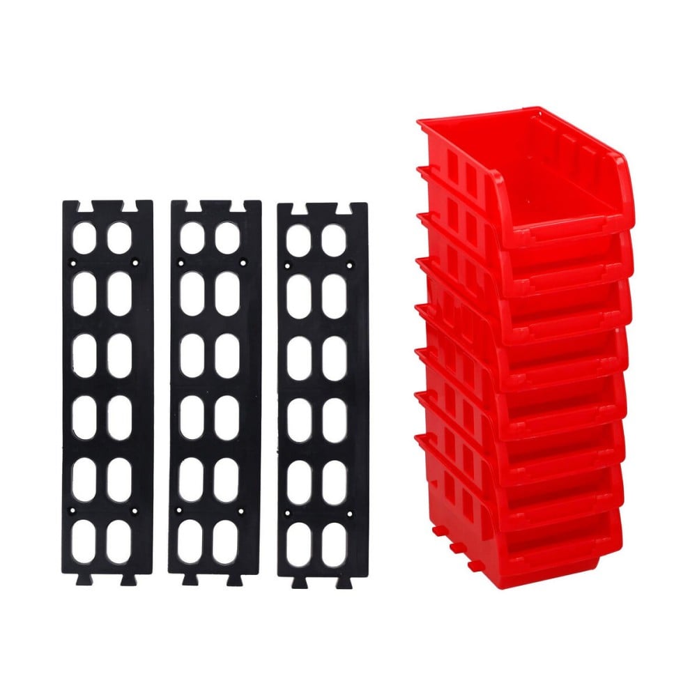 Jeu de Caisses de Rangement Empilables Kinzo Rouge 12 x 10 cm polypropylène (8 Unités)