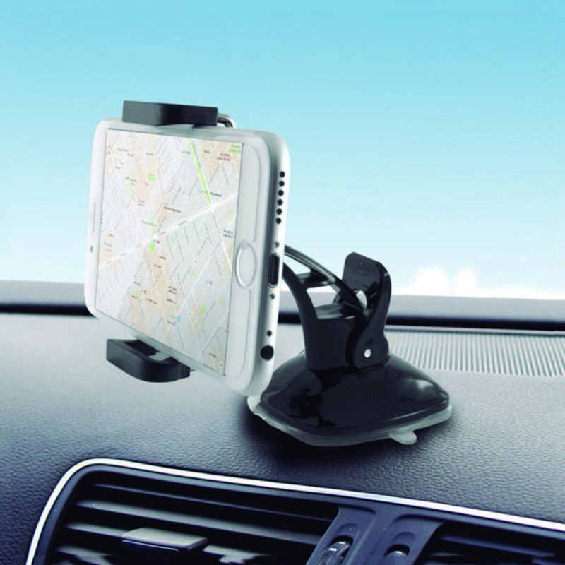 Support de Téléphone Portable pour Voiture avec ventouses KSIX 360º Noir