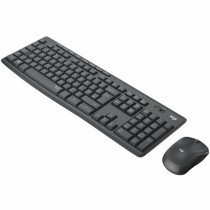 Tastatur mit Drahtloser Maus Logitech MK295 Französisch Schwarz Grau AZERTY