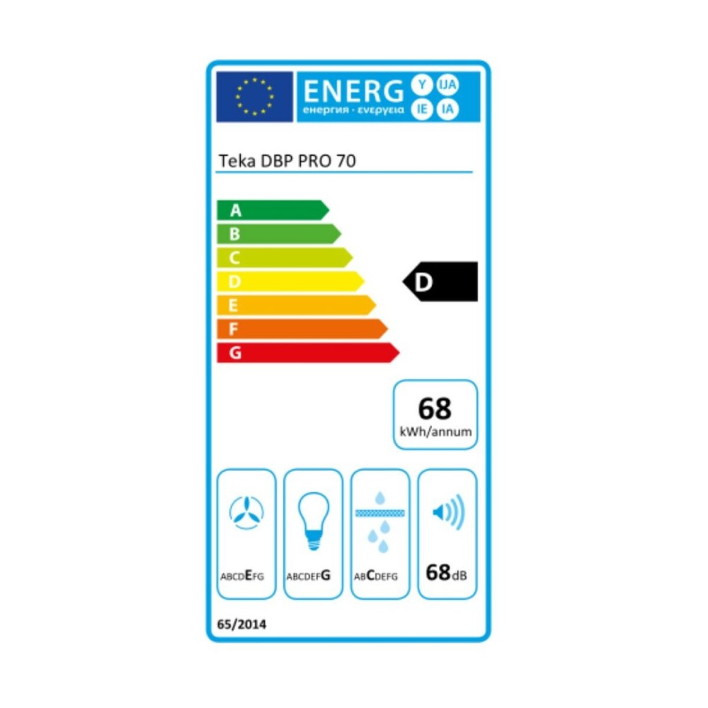 Hotte standard Teka DBP 70 PRO EEC/EU 70 cm 613 m3/h 68 dB 236W Acier