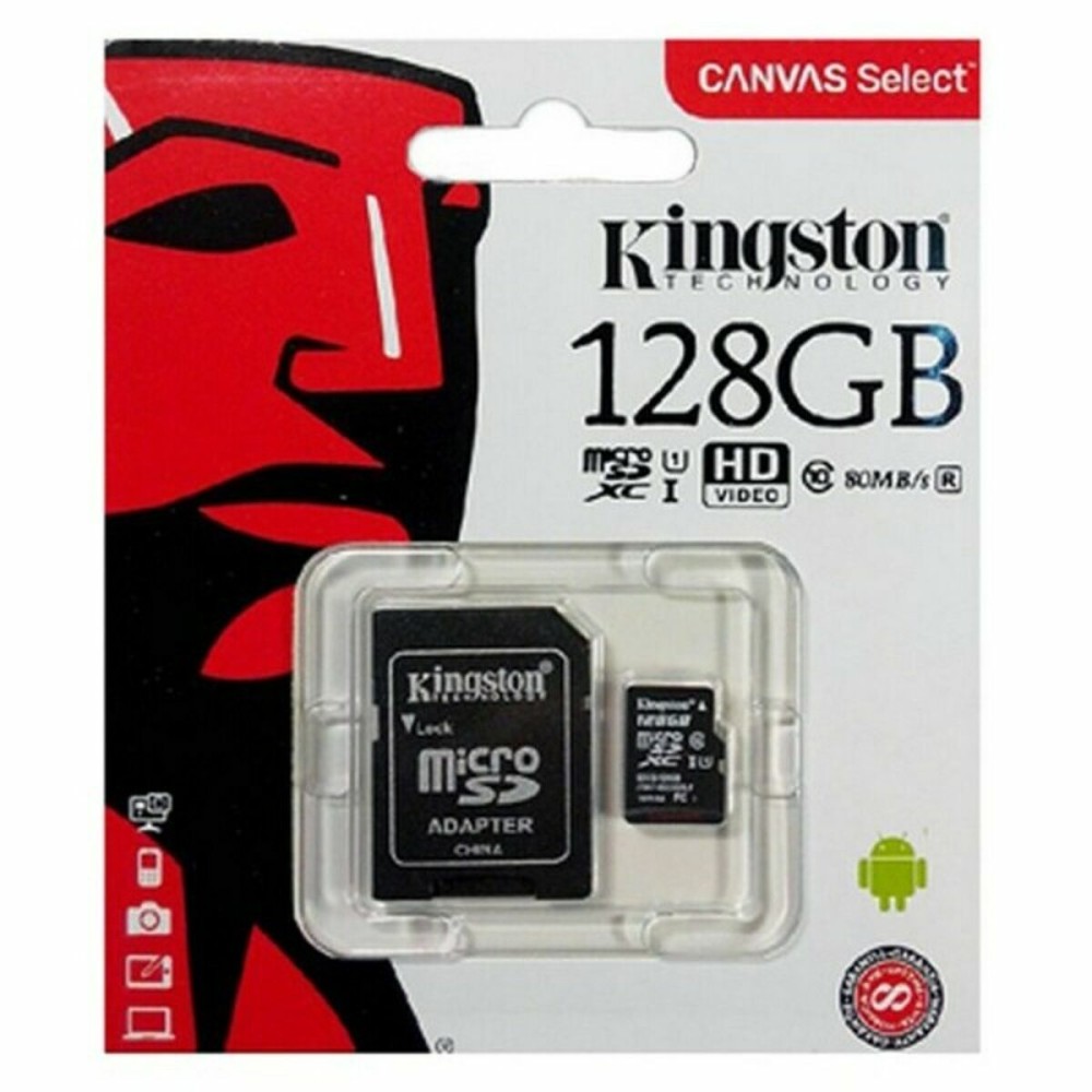 Micro SD Memory Card with Adaptor Kingston Canvas Select Plus 128 GB