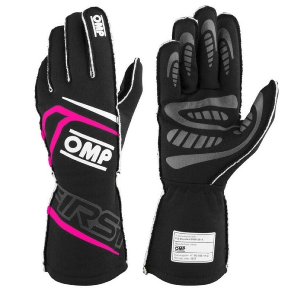 Karting Gloves OMP MY2025 Black Fuchsia FIA 8856-2018