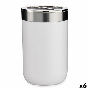 Toothbrush Holder Berilo BP15-002-2 White Silver Plastic 7,7 x 11,2 x 7,7 cm (6 Units)