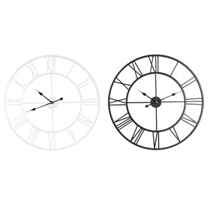 Horloge Murale Home ESPRIT Blanc Noir Métal 80 x 3 x 80 cm (2 Unités)